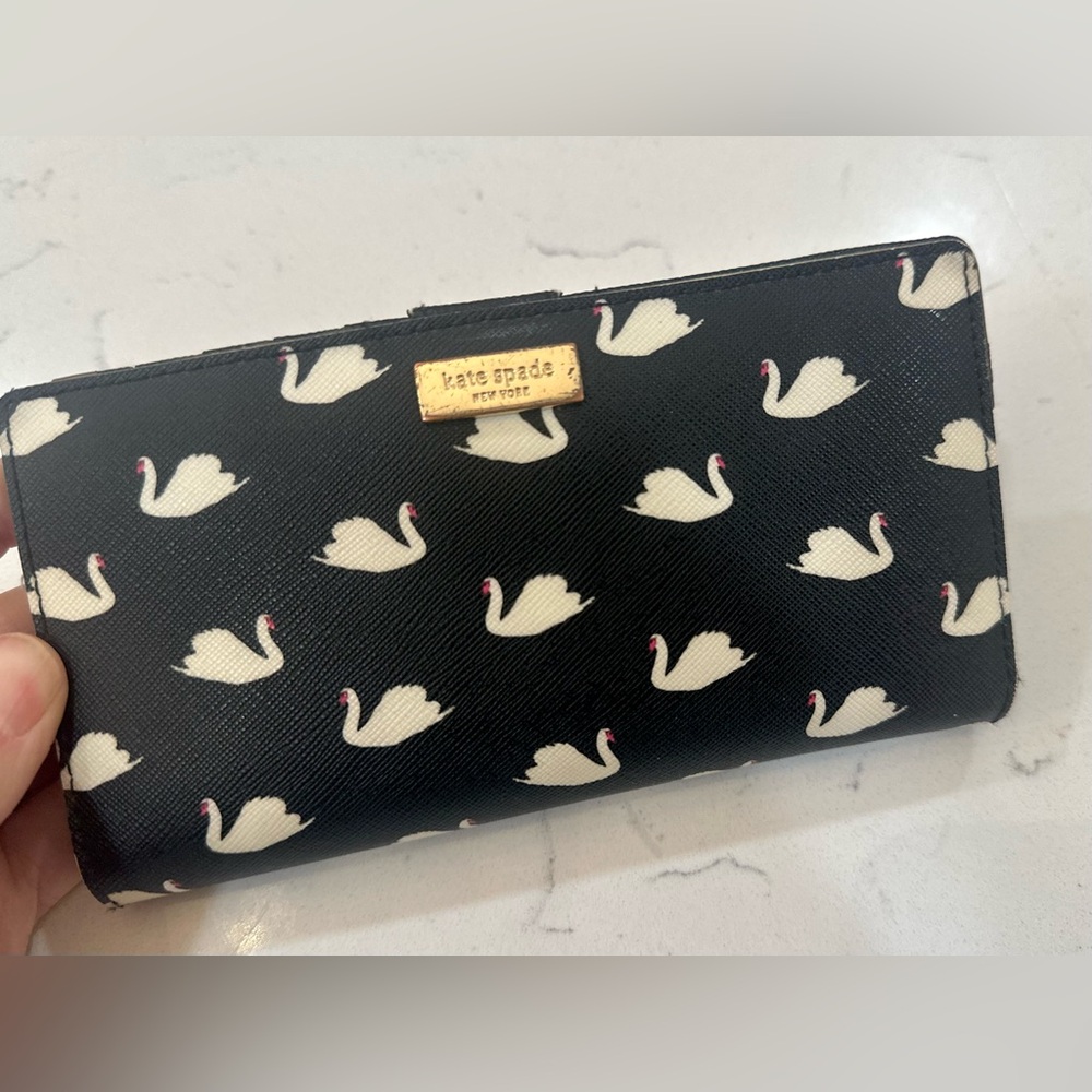 Kate Spade Black Wallet with Swan Design - Picture 6 of 9
